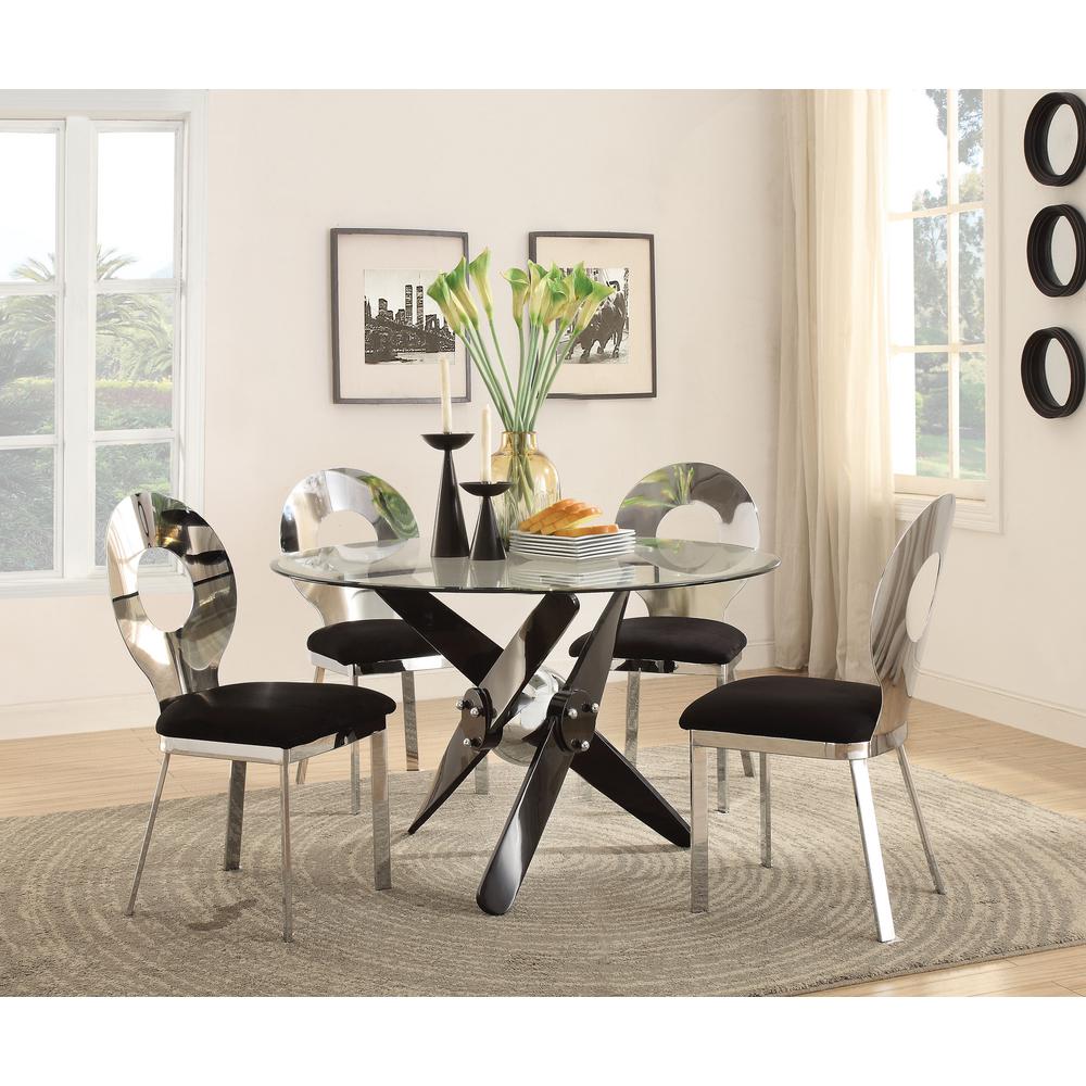 Acme Furniture Hagelin Black Chrome And Clear Glass Dining