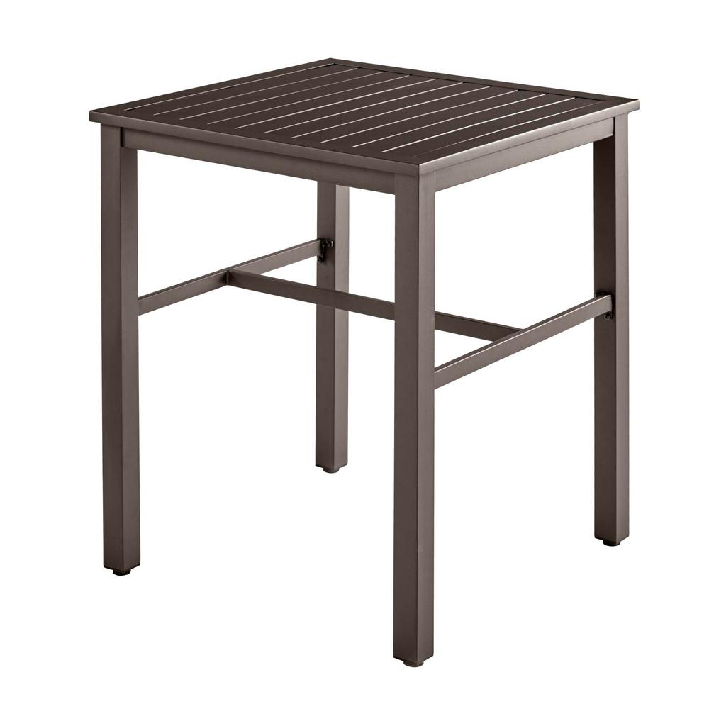 Hampton Bay Mix And Match Brown Steel Outdoor Patio Bistro Table Brickseek