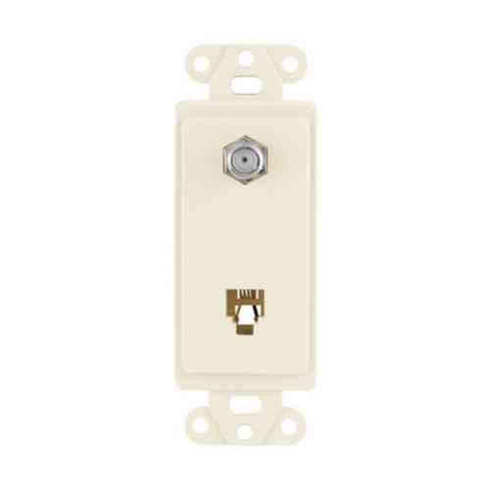 Eaton 1 Gang Decorator Combination Telephone Jack Light Almond3562LA
