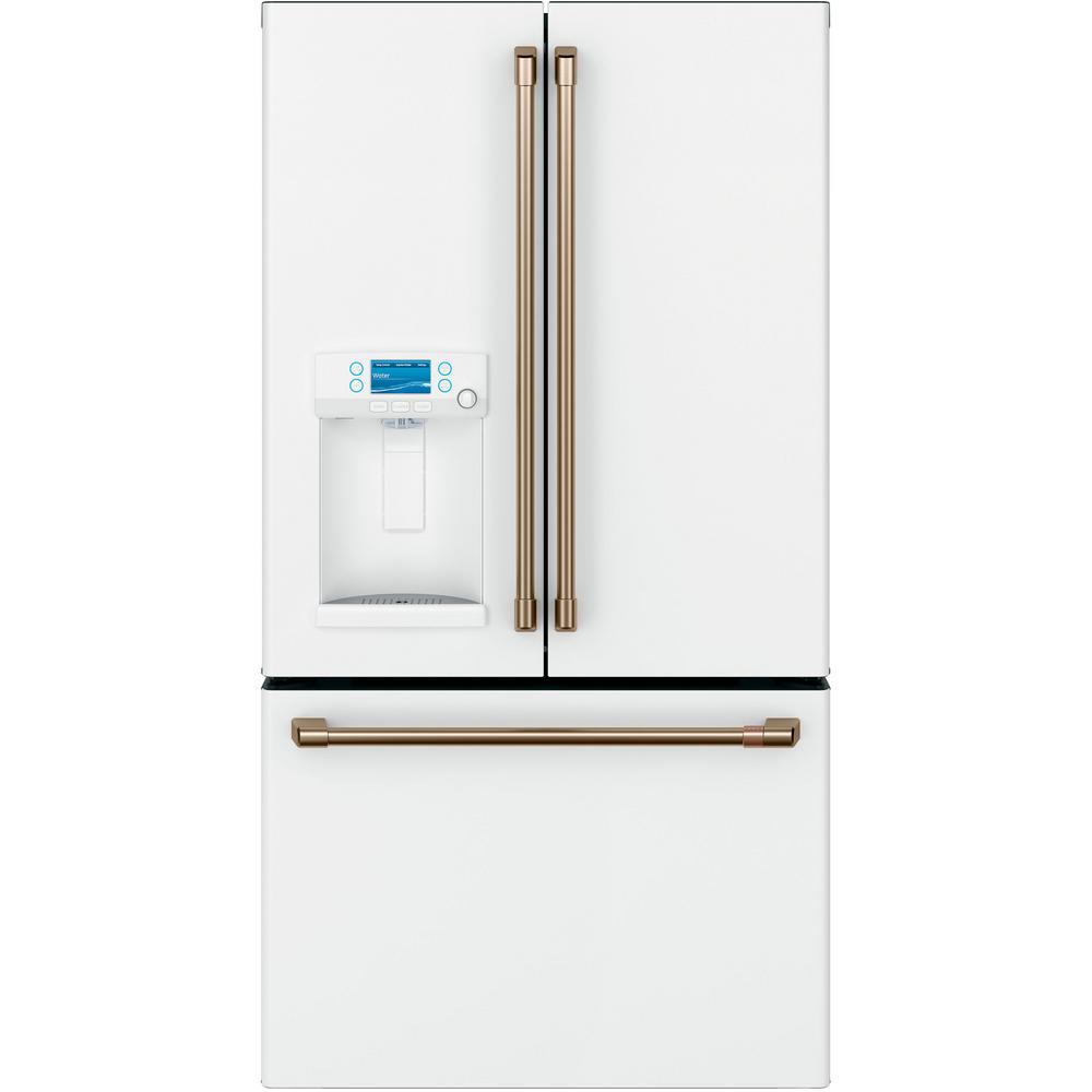 Cafe 27.8 cu. ft. Smart 4Door French Door Refrigerator in Matte White, Fingerprint Resistant