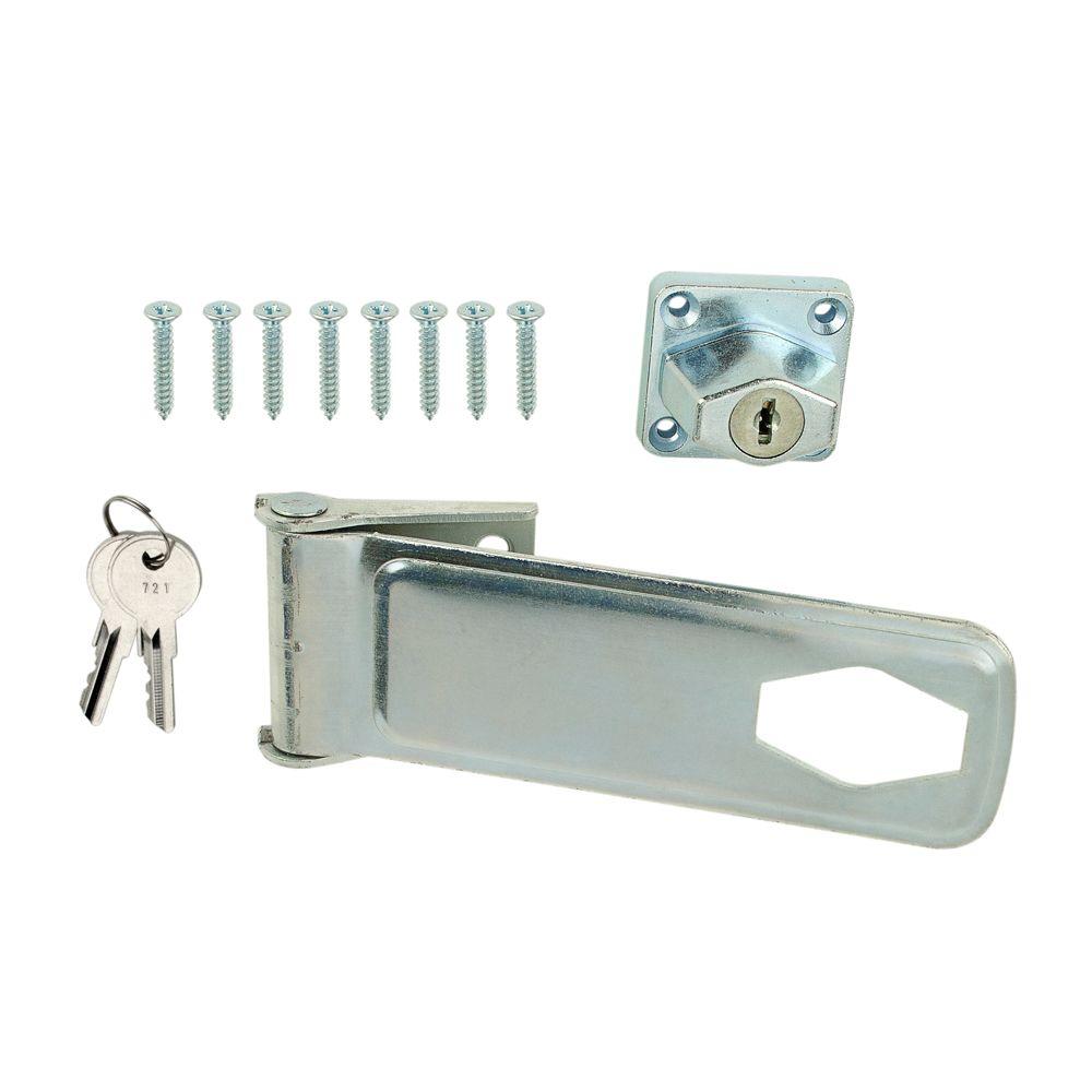 Everbilt 6 in. Zinc Plated Key Locking Hasp-20414 - The Home Depot