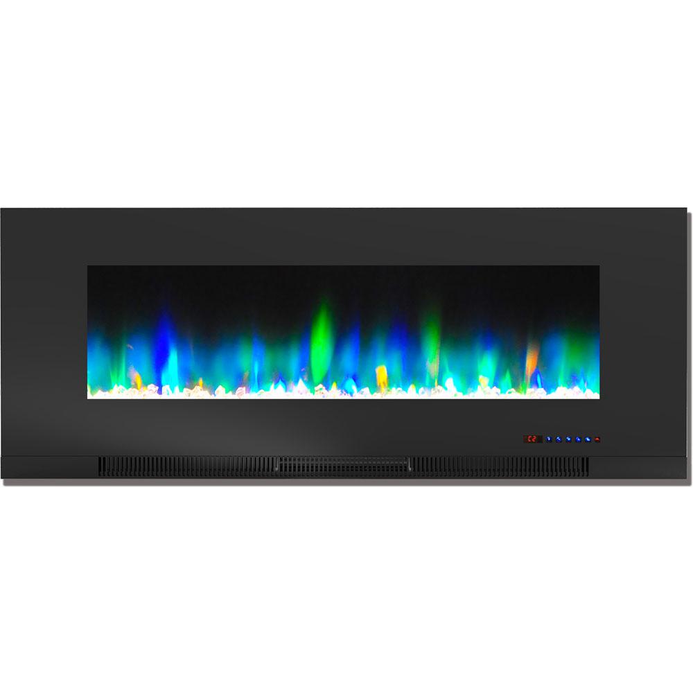 Hanover 50 In Wall Mount Electric Fireplace Black With Multi Wall Mount Electric Fireplace In Black With Multi Color Flames