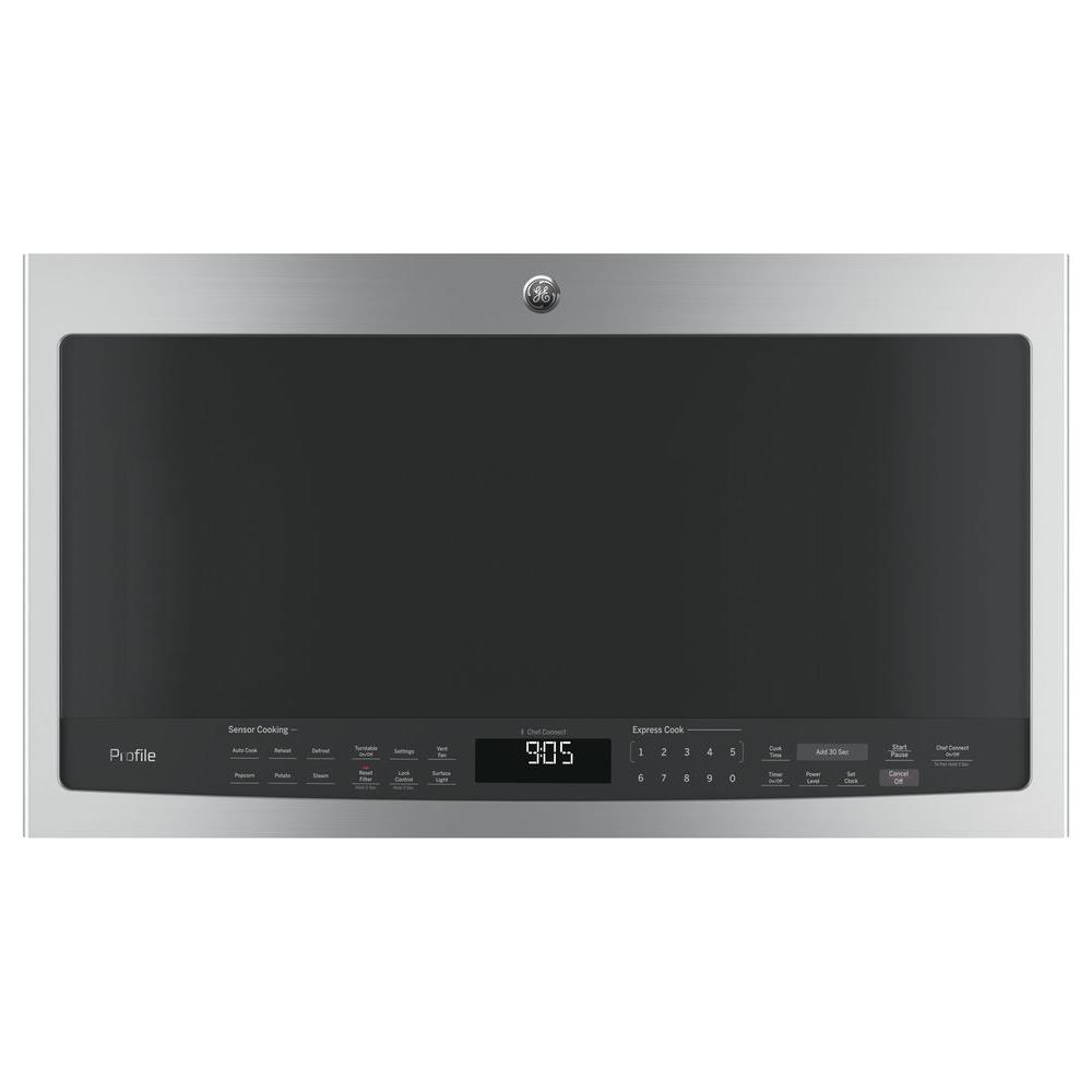 GE Profile 2.1 cu. ft. Over the Range Microwave in Stainless Steel with Ge Profile Stainless Steel Over The Range Microwave