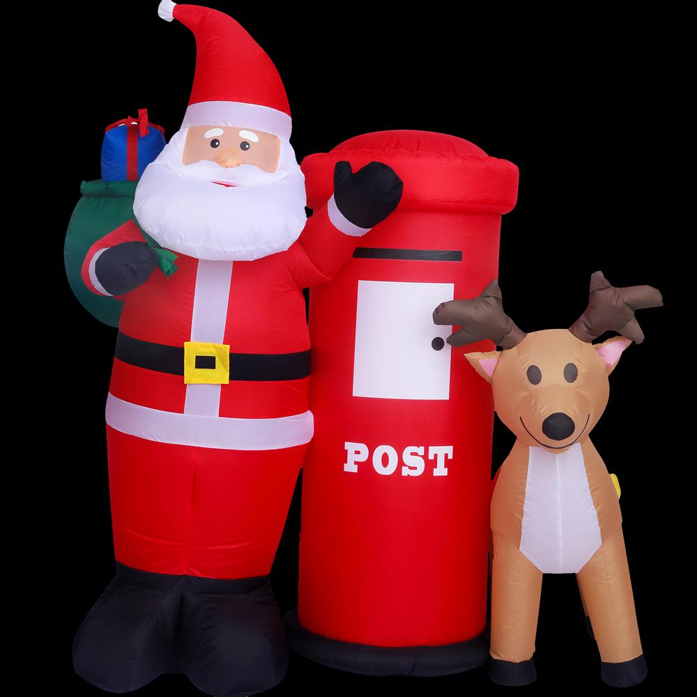 JOYDECOR 6 ft. Pre-Lit Built-In LED Santa Claus with Postbox and