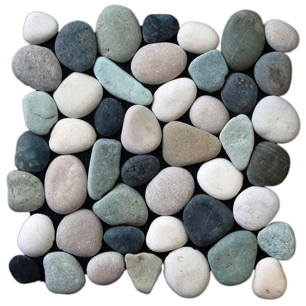 Mesh Mounted Sliced Sea Green Pebble Tile 1 sq.ft.