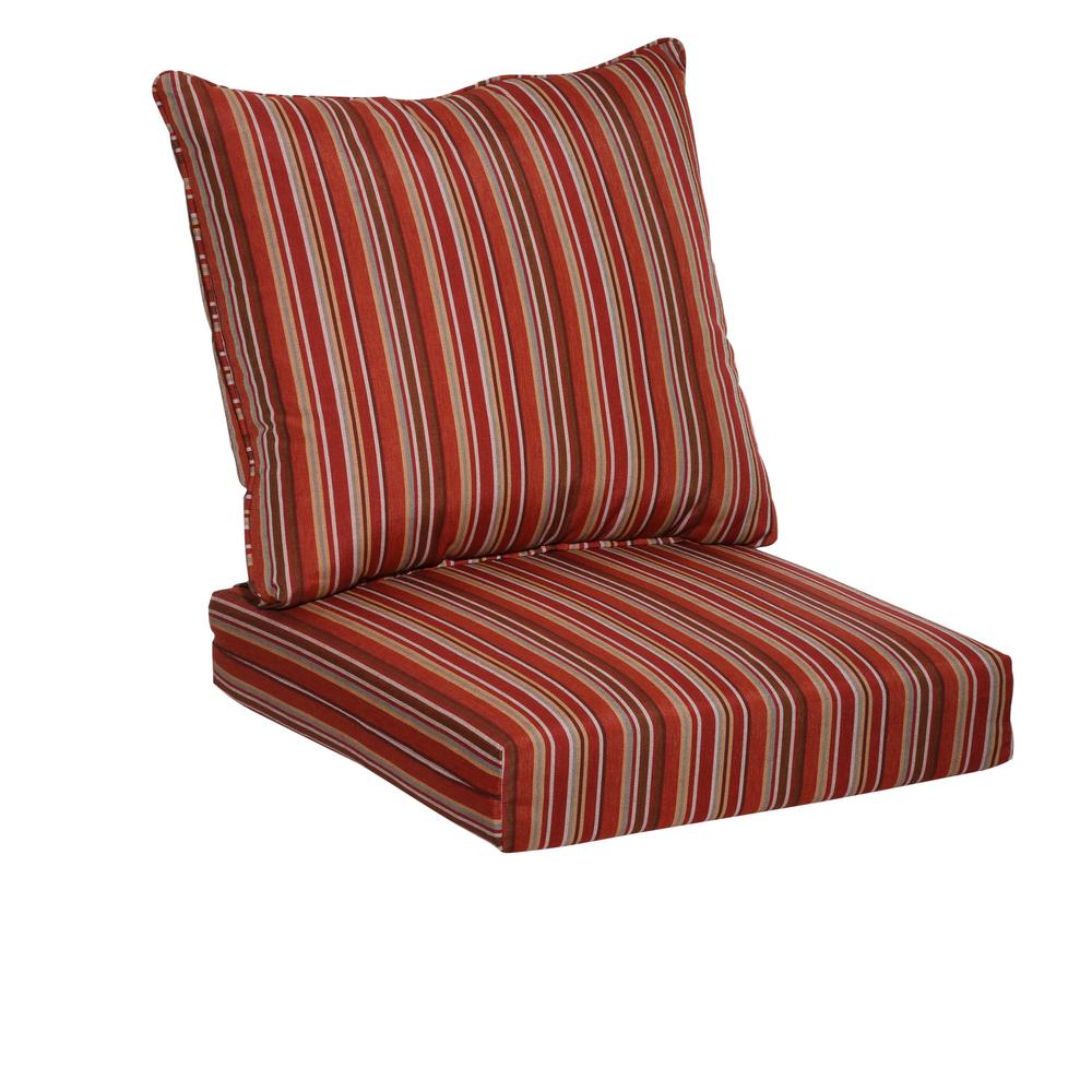 Hampton Bay Dragonfruit Stripe 2Piece Deep Seating Outdoor Lounge
