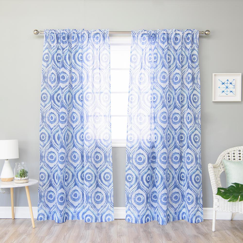 Blue Asian Curtains D Window Treatments The Home Depot Blue Sun Burst Shibori Rod Pocket Curtain 52 In W X 84