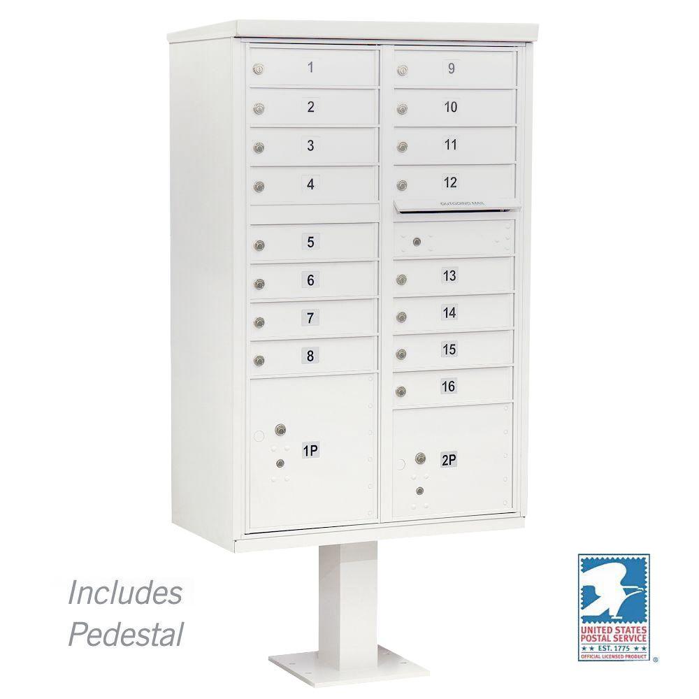 Salsbury Industries White USPS Access Cluster Box Unit with 16 A Size