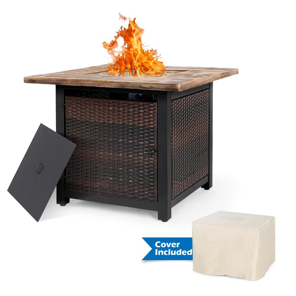 Nuu Garden 30 in. Square Outdoor Propane Gas Fire Pit ...