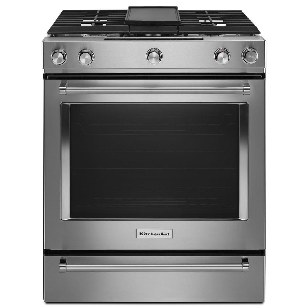 KitchenAid 30 In 71 Cu Ft Slide In Dual Fuel Range With