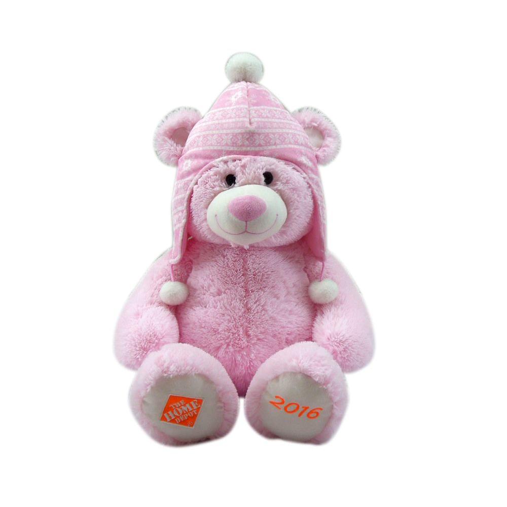 Home Accents Holiday 22 in. Heritage Pink Plush Bear with ...