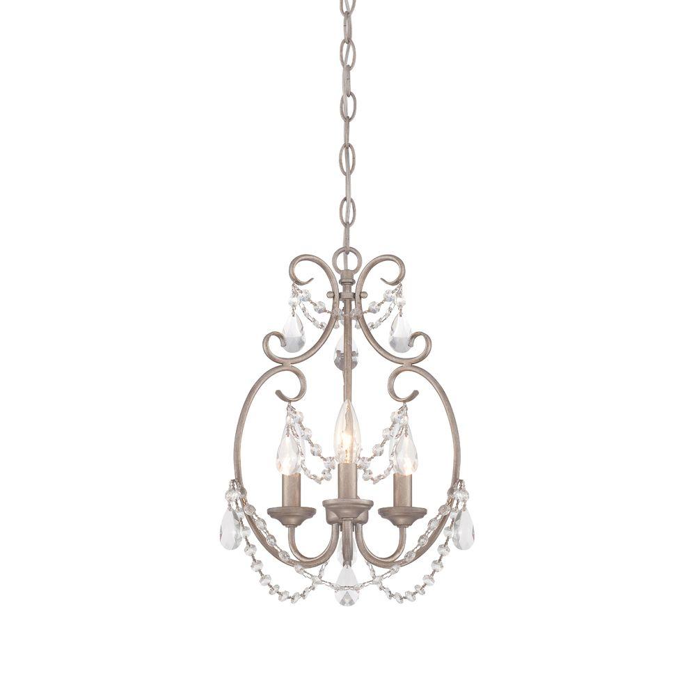Designers Fountain Dahlia 3 Light Aged Platinum Mini Chandelier 6205 AP