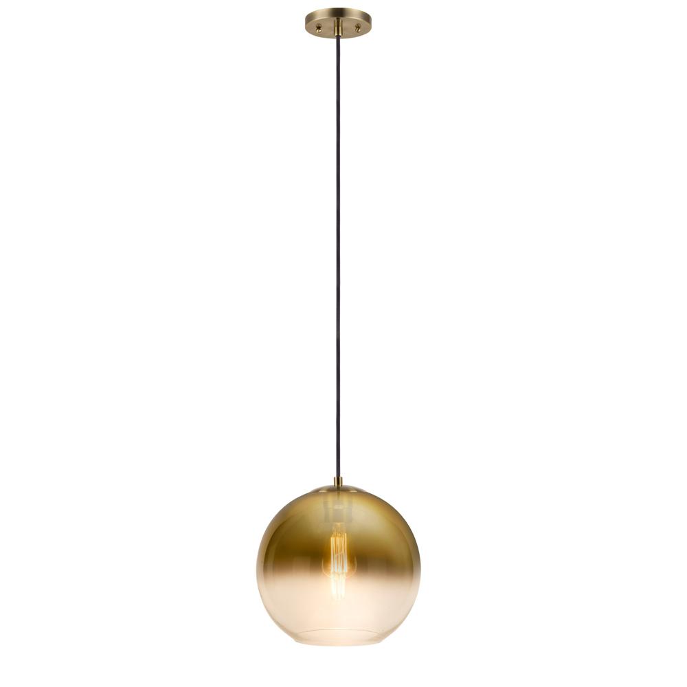 1-Light Gold Clear Glass Pendant