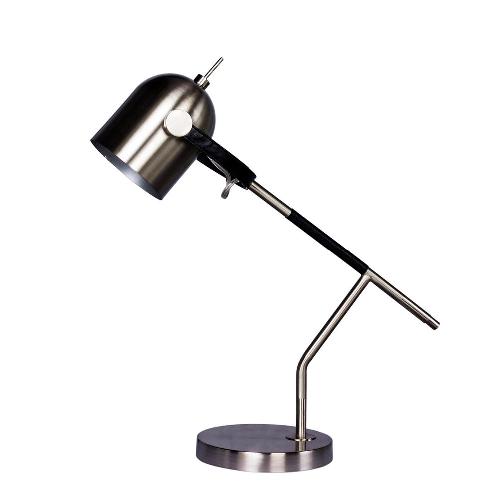 20 5 In Wrapped Black Leather And Brushed Steel Metal Task Lamp W M Wrapped Black Leather And Brushed Steel Metal Task Lamp