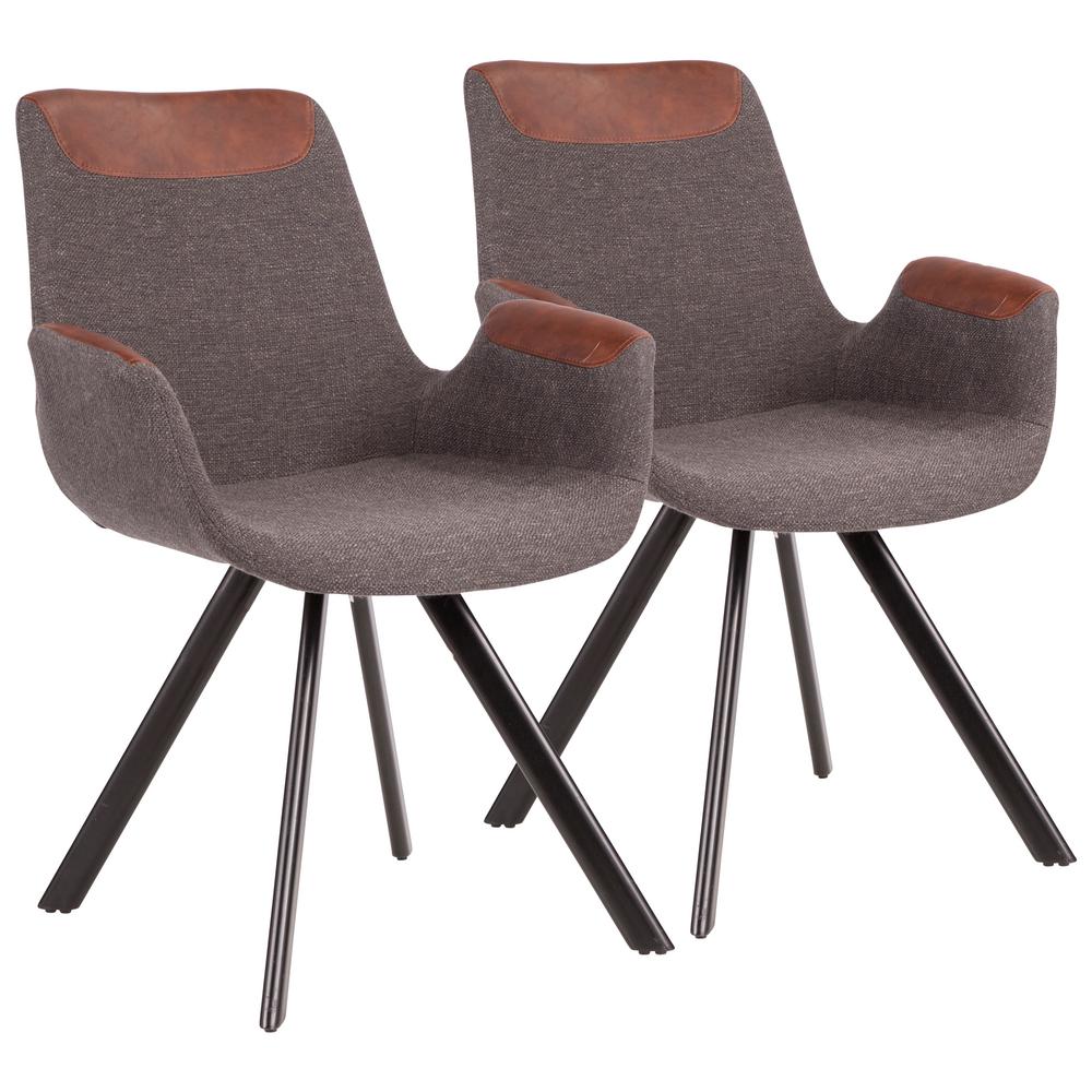 Lumisource Vintage Flair Chair In Grey Fabric Espresso Lumisource Vintage Flair Chair In Grey Fabric Espresso Faux Leather Accent And Black Metal Set Of 2 Ch Invf Bk Gye2 The Home Depot