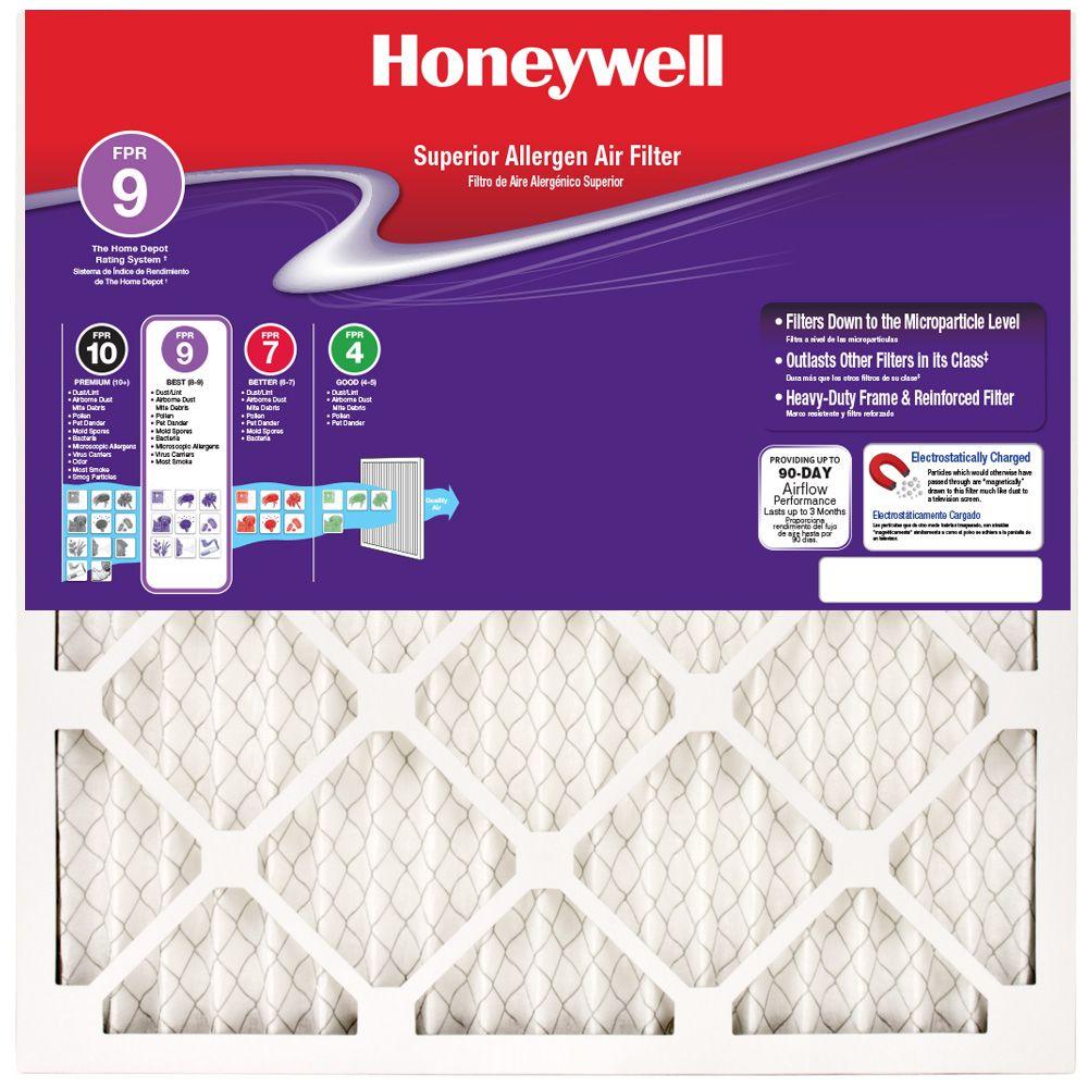 Honeywell 20 x 36 x 1 Superior Allergen Pleated FPR 9 Air Filter90901.012036 The Home Depot