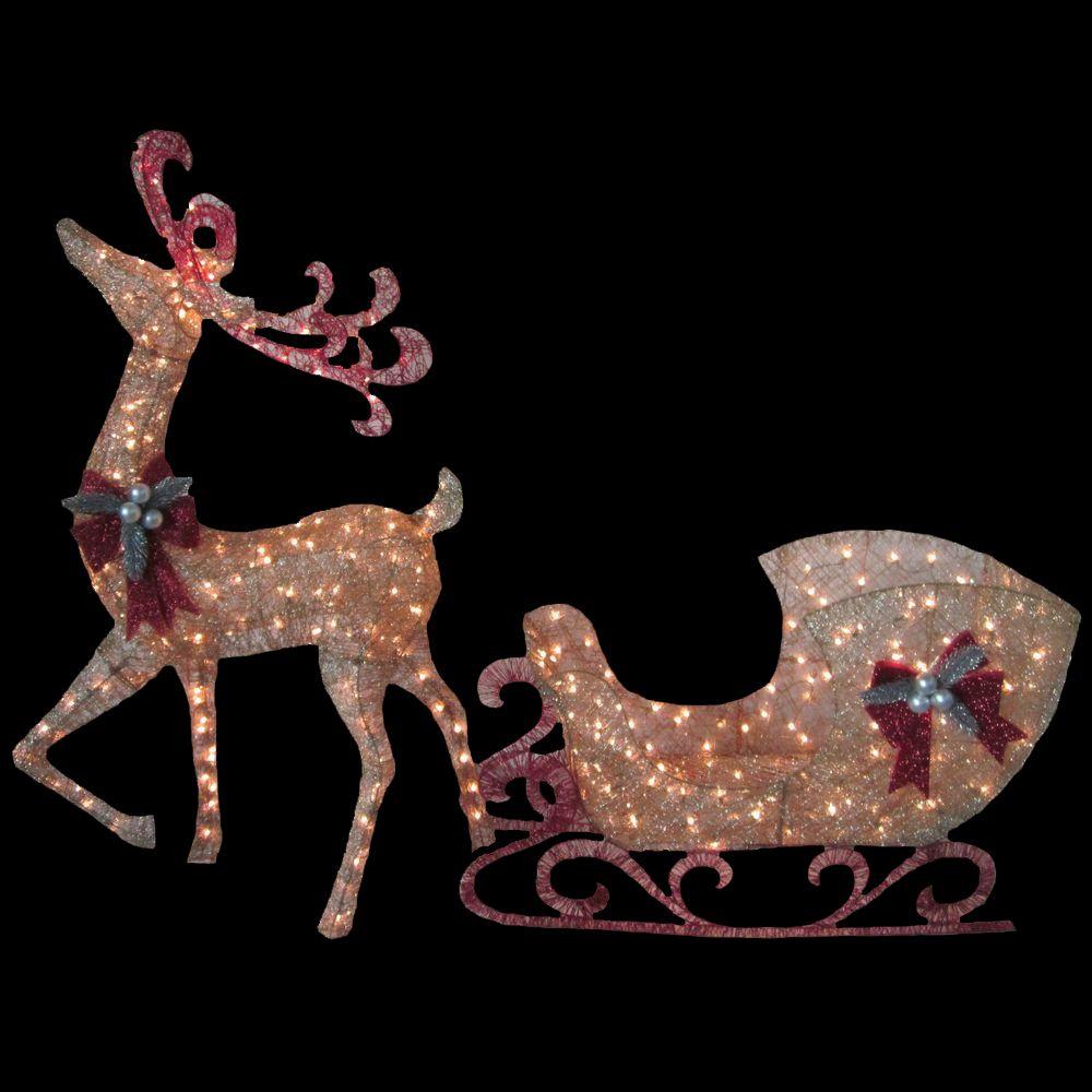 Home Accents Holiday 5 Ft Gold Reindeer With 44 In Sleigh
