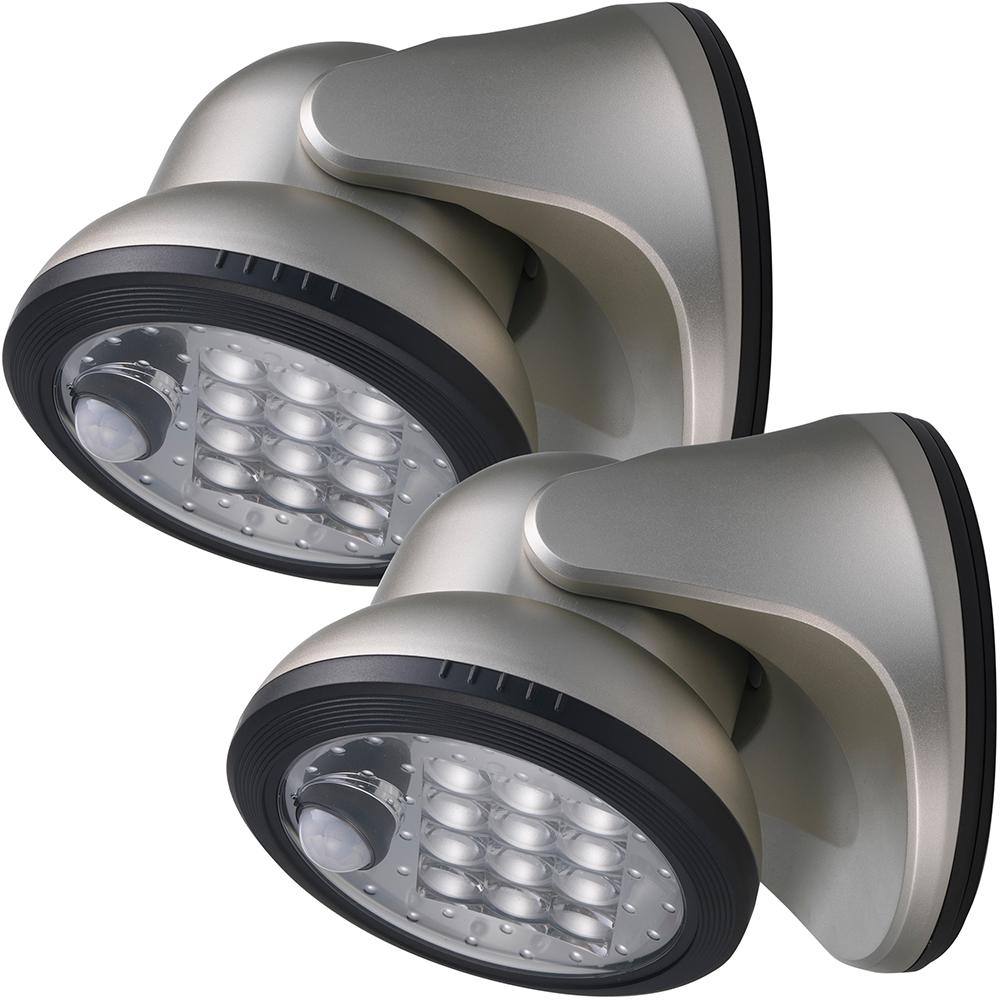 Battery Motion Sensor Integrated Led Outdoor Area Lights 12 Light Silver Motion Activated Outdoor Integrated Led Wireless Area 2 Pack