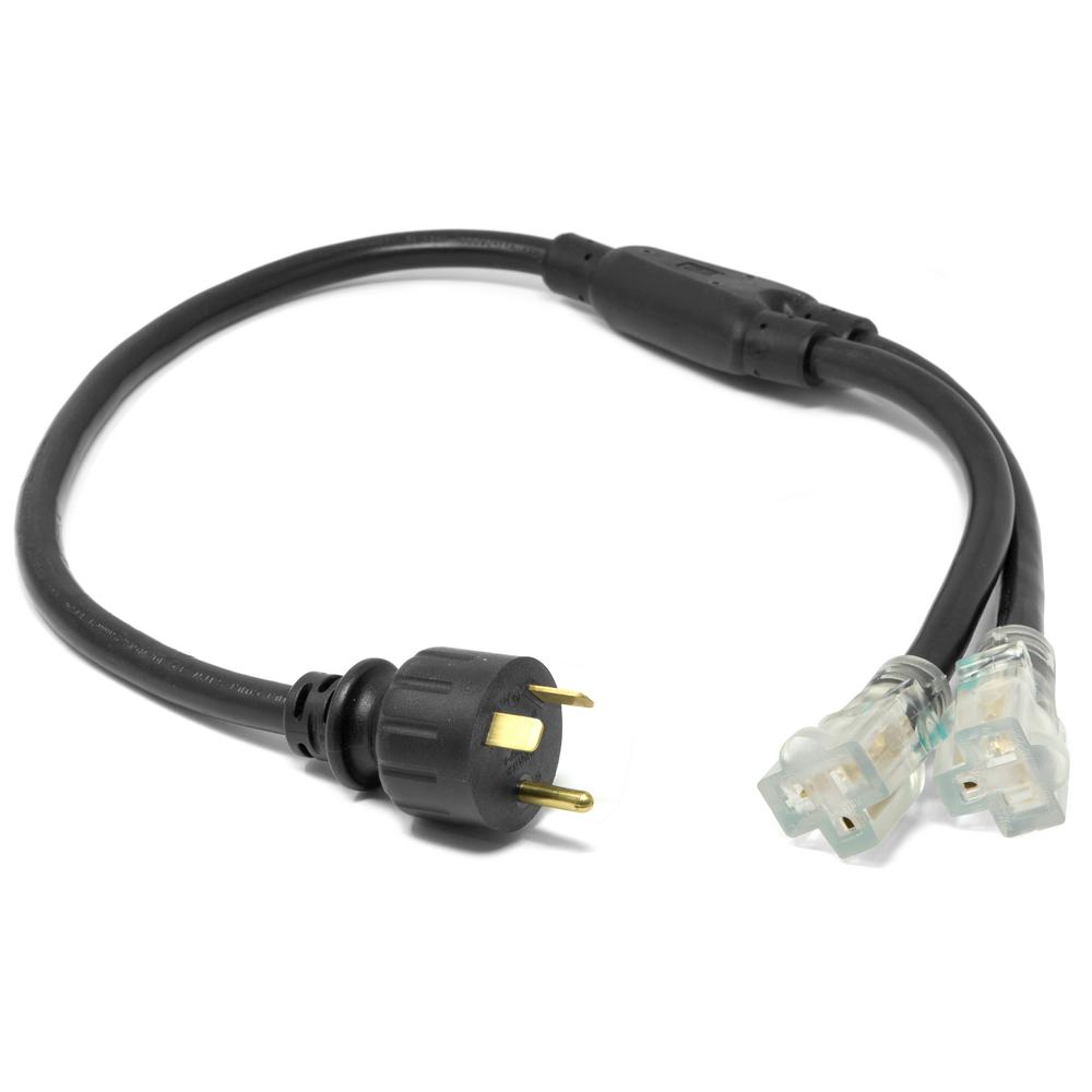 Wen 3 Ft 10 Gauge Sjtw Generator Extension Cord Splitter Converts Tt 30r To Two 5 20r Outlets Pc3352 The Home Depot
