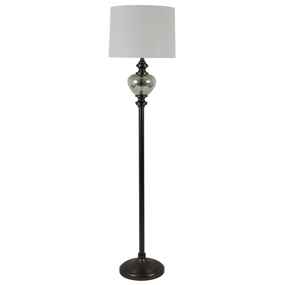 Decor Therapy 63 In Redmond Glass Font Aged Pewter And Mercury Floor Lamp With Shade