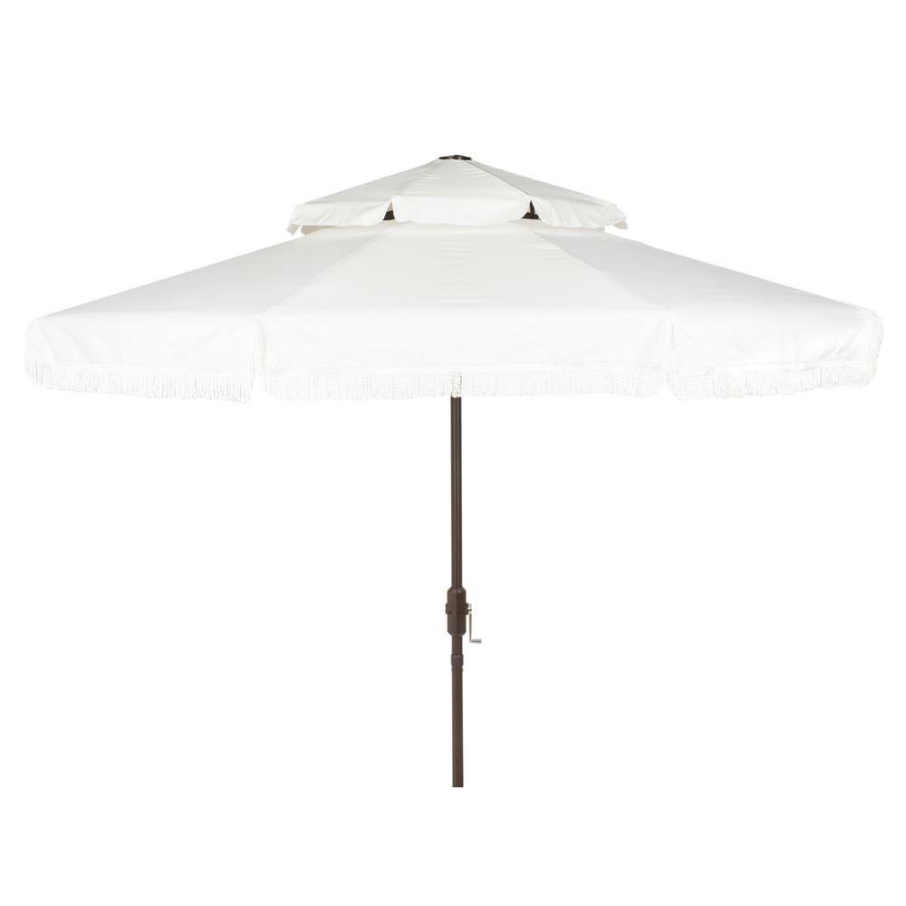 Safavieh Milan 9 Ft Aluminum Market Tilt Patio Umbrella In White Pat8208c The Home Depot