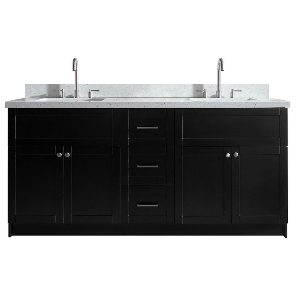 Black Ariel Vanities With Tops Bathroom The Home Depot Hamlet 73 In Bath Vanity Black With Quartz Top White