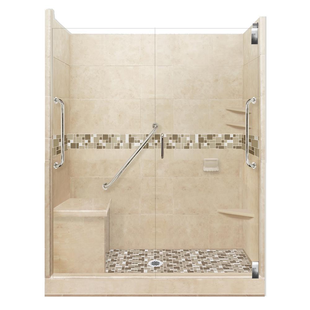 American Bath Factory Tuscany Freedom Grand Hinged 30 in. x 60 in. x 80 in. Center Drain Alcove