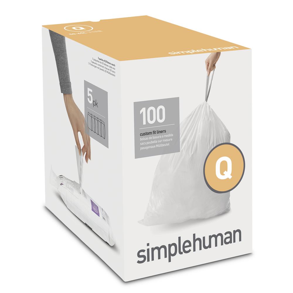 simplehuman 17 Gal. Custom Fit Trash Can Liner, Code Q (60Count) (3