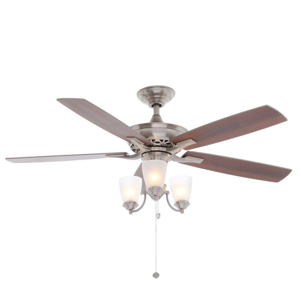 Hampton Bay Havenville 52 in. Indoor Brushed Nickel Ceiling Fan with home depot ceiling fan box