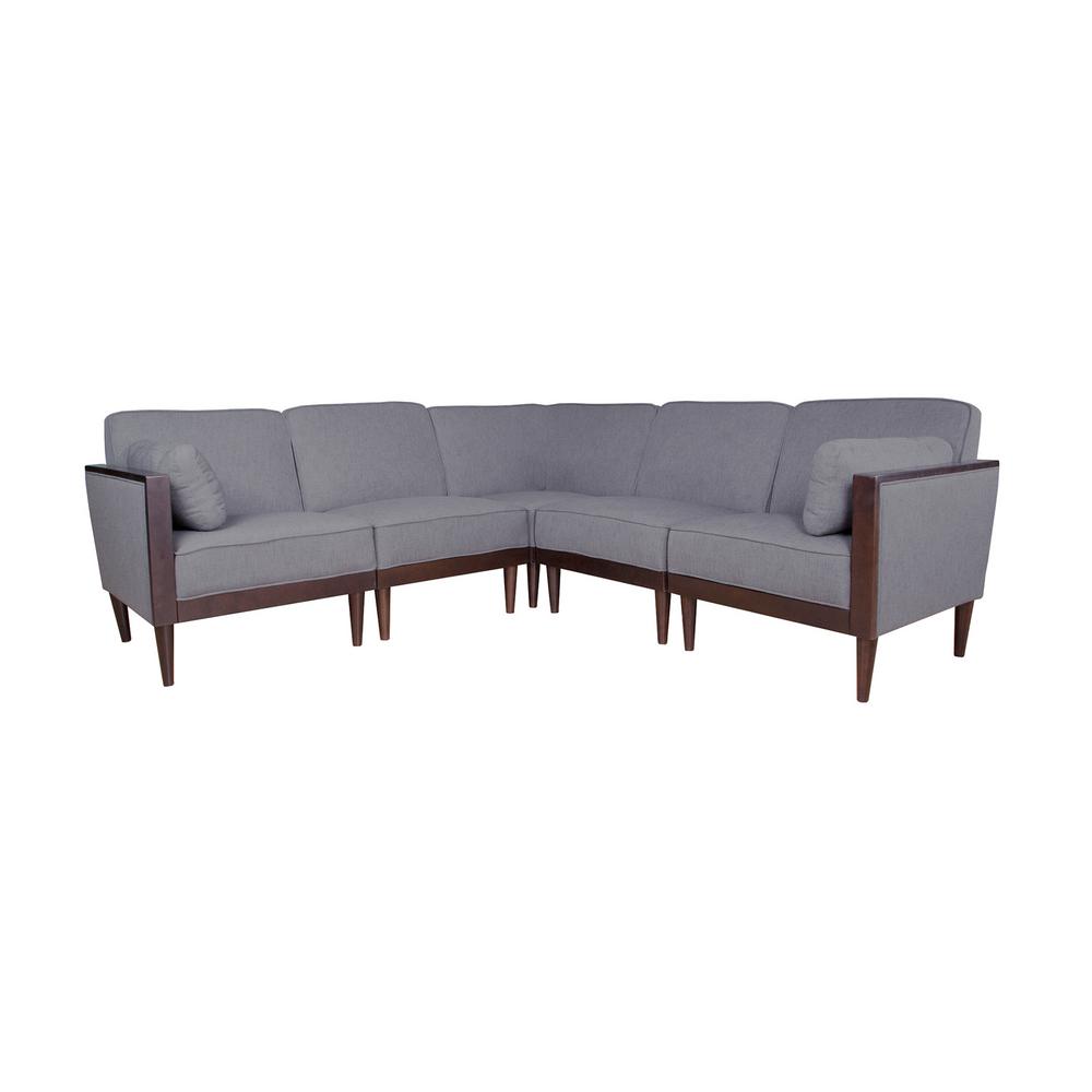 Pembroke Contemporary 5 Piece Dark Gray Fabric Sectional Sofa Set