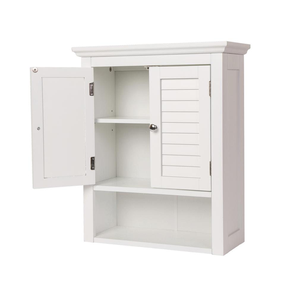 Glitzhome 24 10 In H Wooden White Wall Cabinet With Double Doors 1517002241 The Home Depot