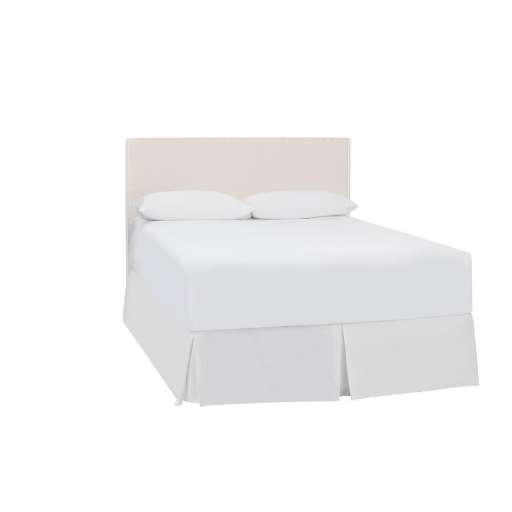Silverton Upholstered Full Square Back Headboard With Nailhead Trim In Ivory Fabric 54 3 W X 55 5 H