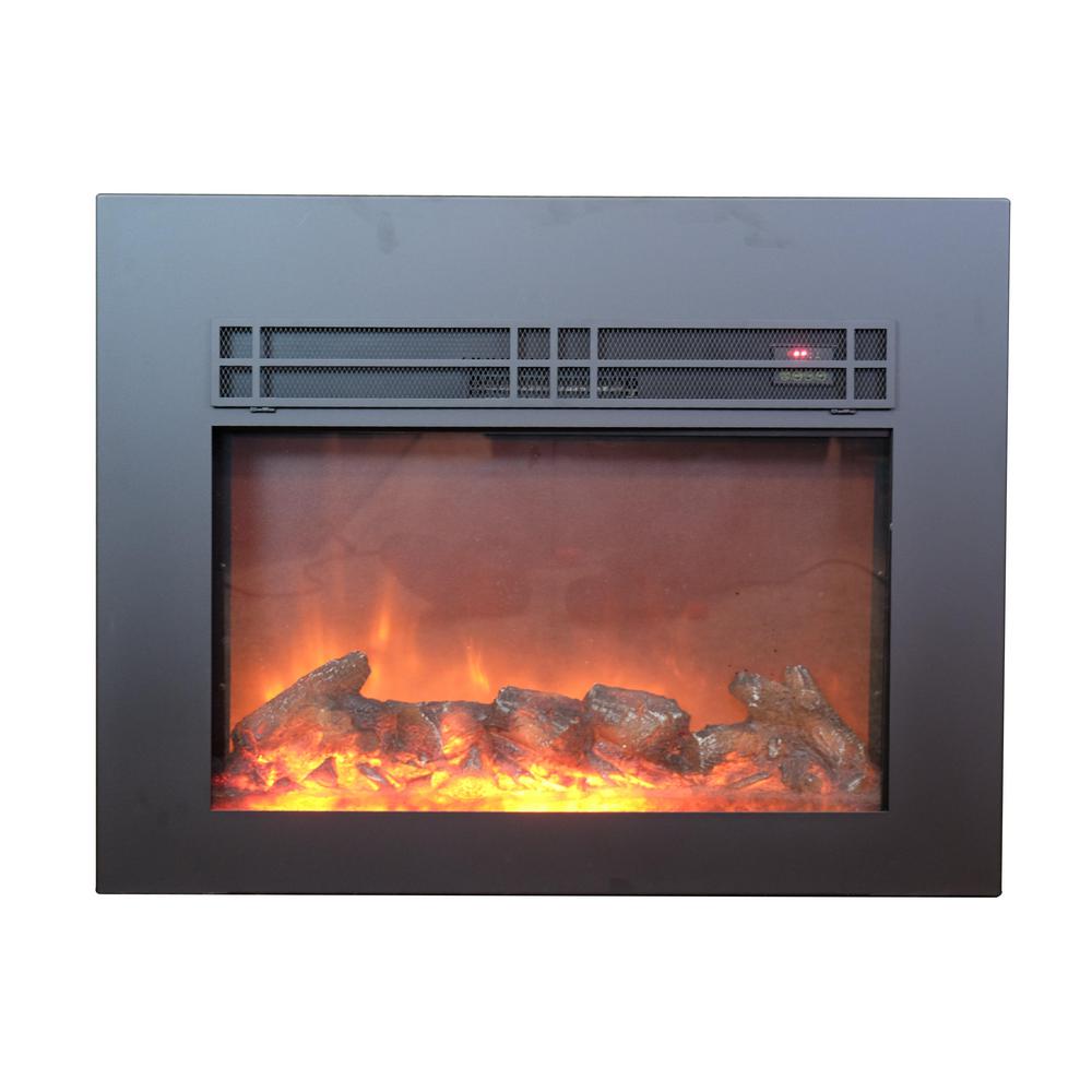 Y Decor True Flame 30 in. Electric Fireplace Insert in Sleek Black with SurroundIN3000  The 