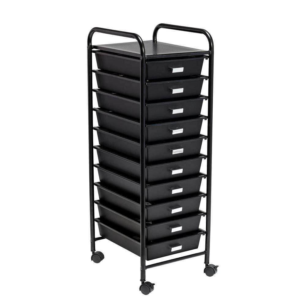 HoneyCanDo Steel and Plastic Rolling 10Drawer Cart in BlackCRT