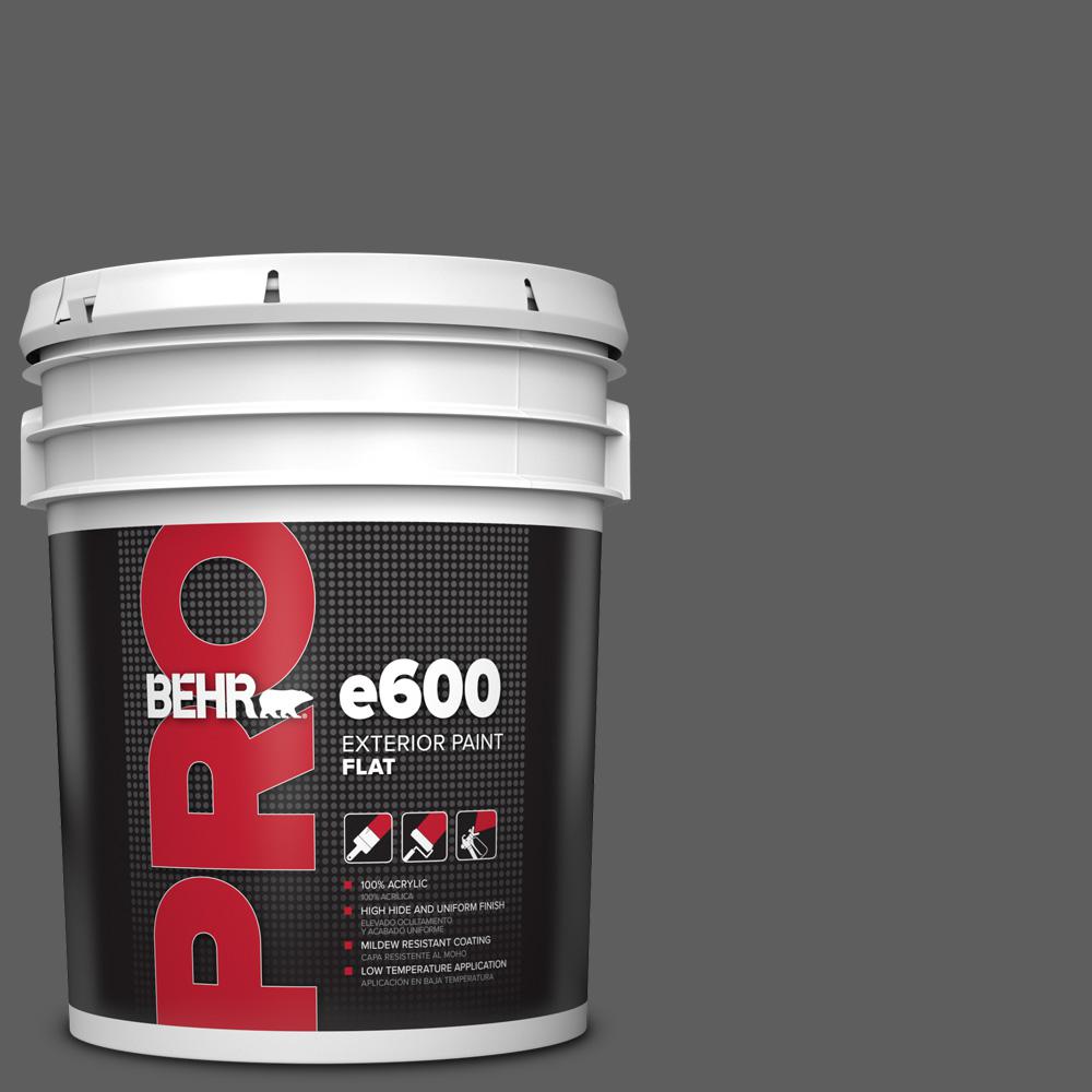 BEHR PRO 5 gal. #N520-6 Asphalt Gray Flat Exterior Paint ...