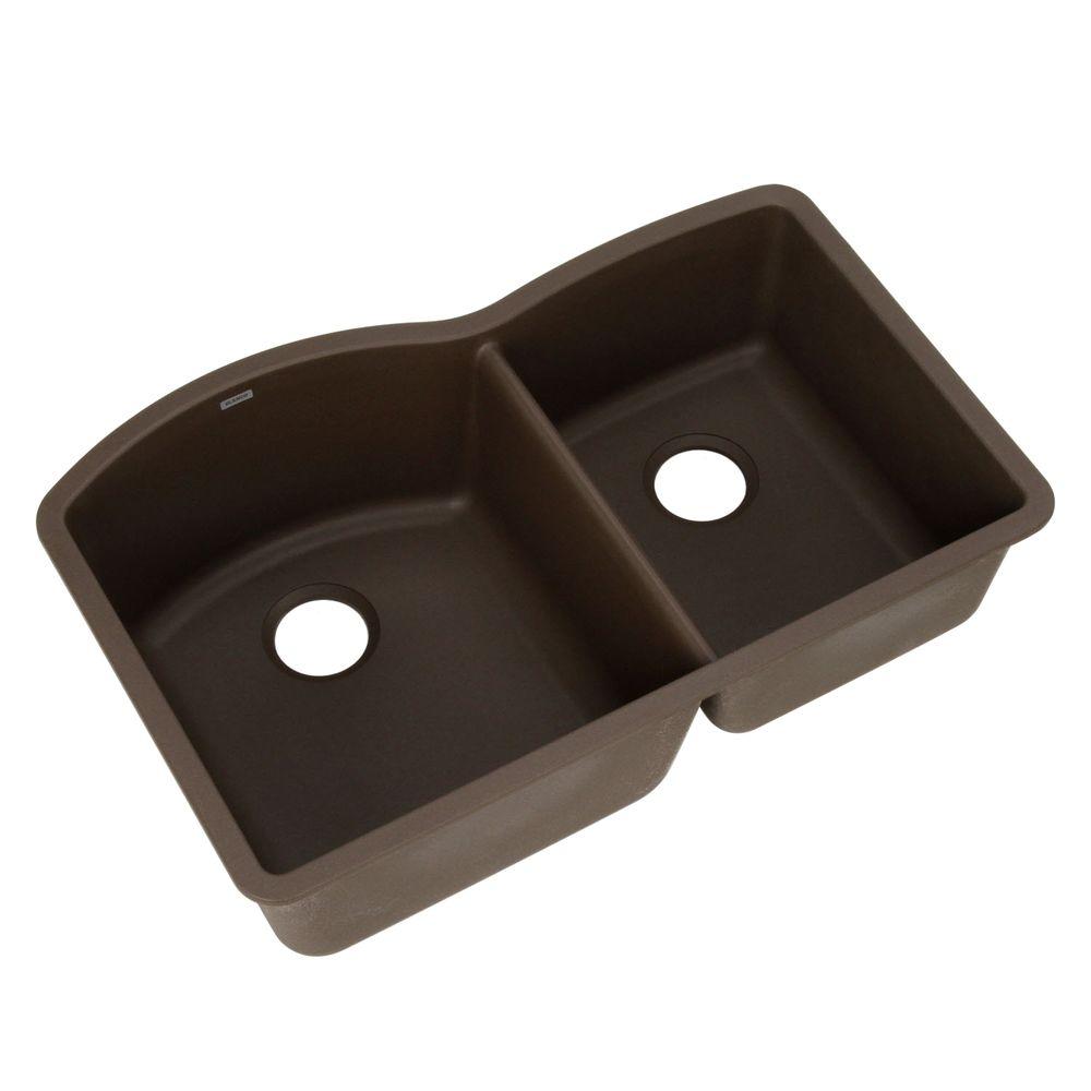 Blanco Diamond Undermount Granite Composite 32 In 60 40 Double Bowl Kitchen Sink In Cafe Brown