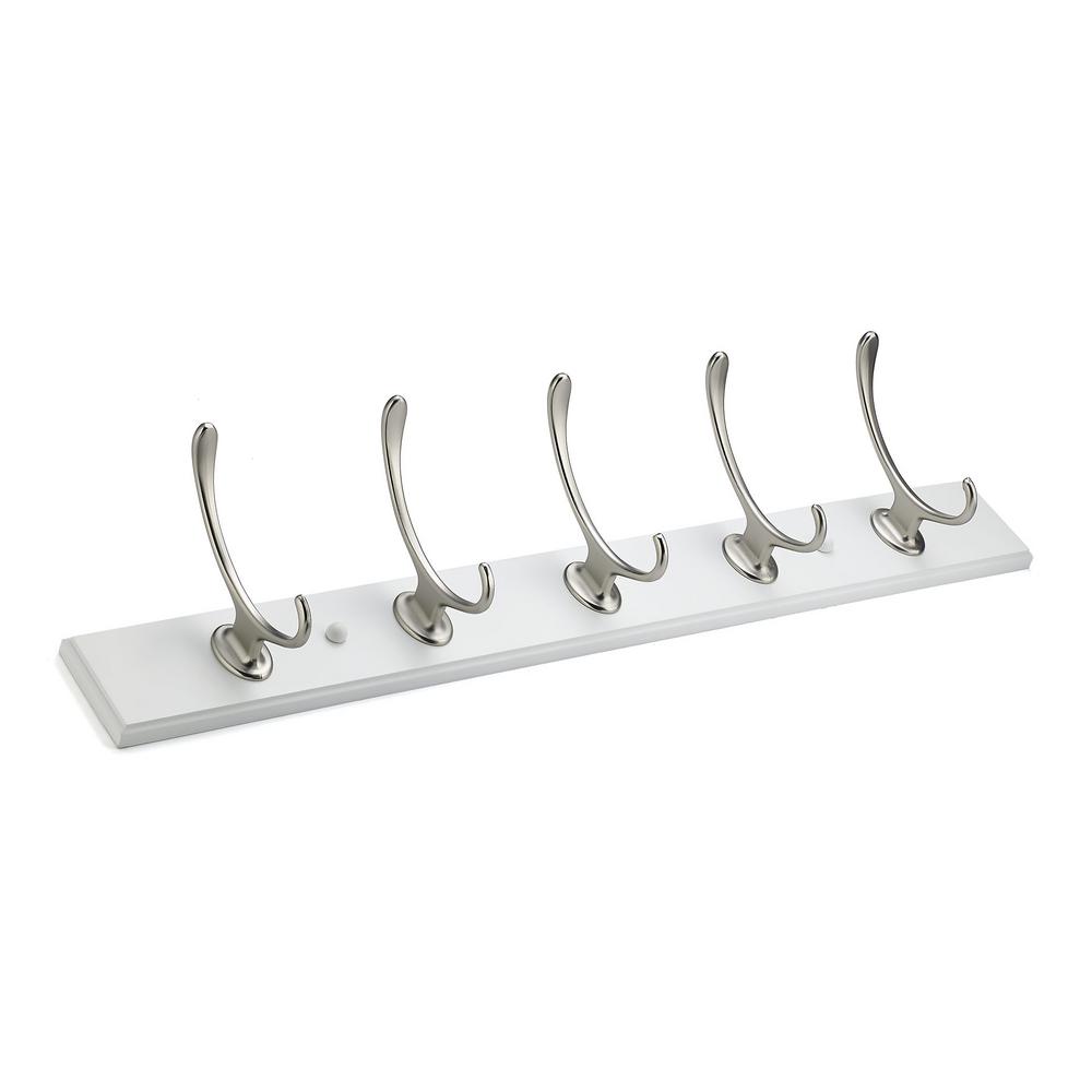 Richelieu Hardware 24 in. L White Board with Brushed Nickel Hooks