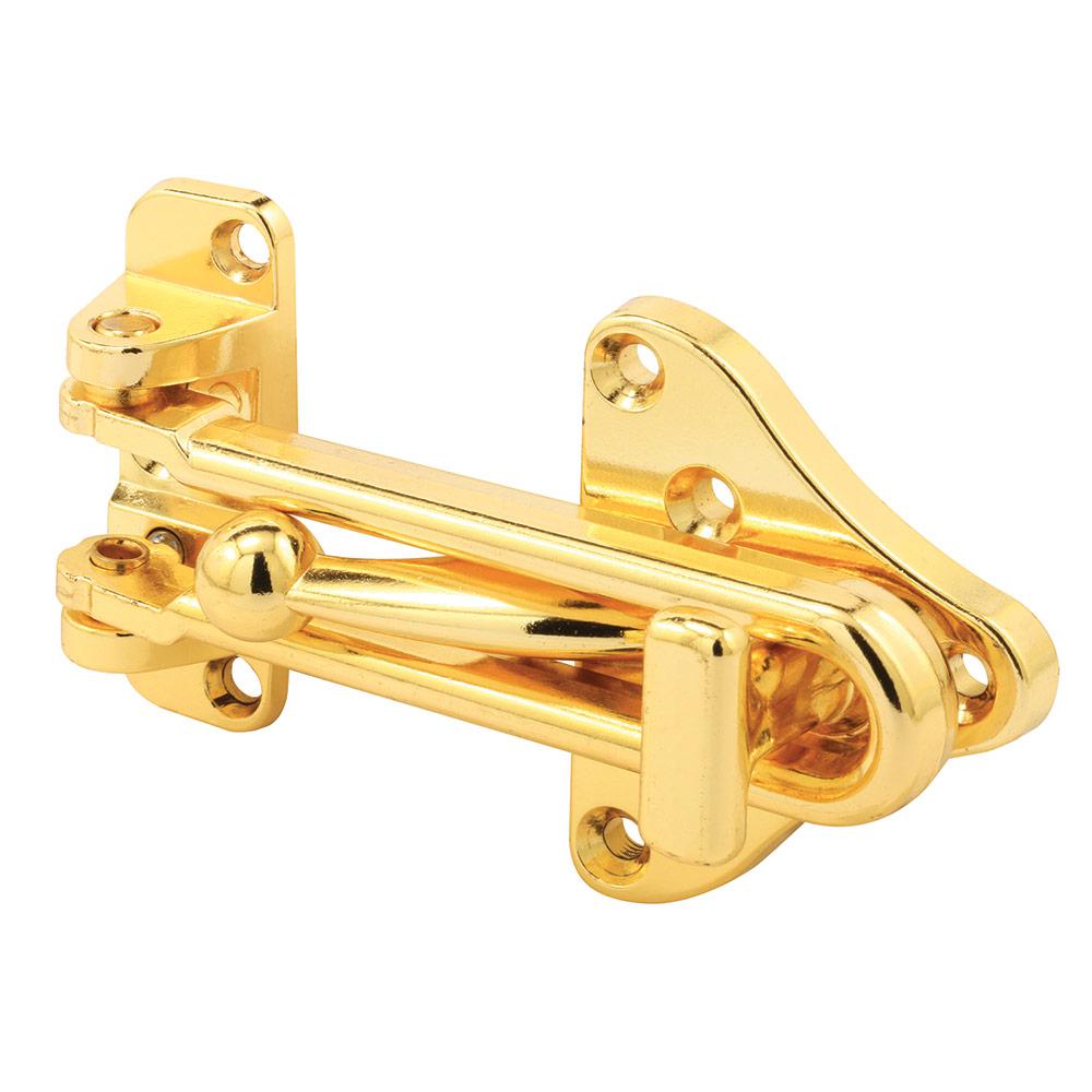 Prime Line Brass Finish Swing Bar Door Guard With High Security Auxiliary Lock