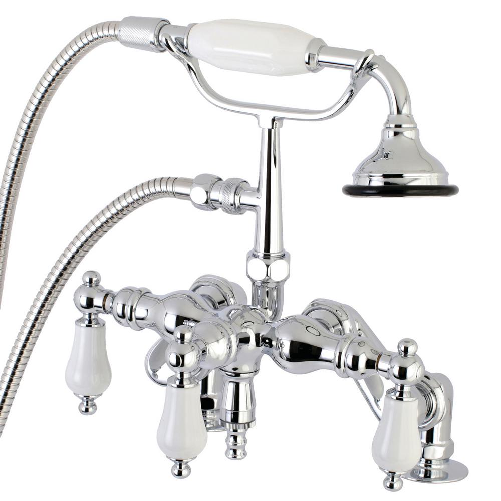 Anzzi Triple Handle Floor Mounted Clawfoot Tub Faucet With Diverter And Handshower Reviews Wayfair