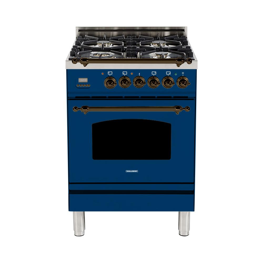 Hallman 24 in. 2.4 cu. ft. Single Oven Dual Fuel Italian Range with