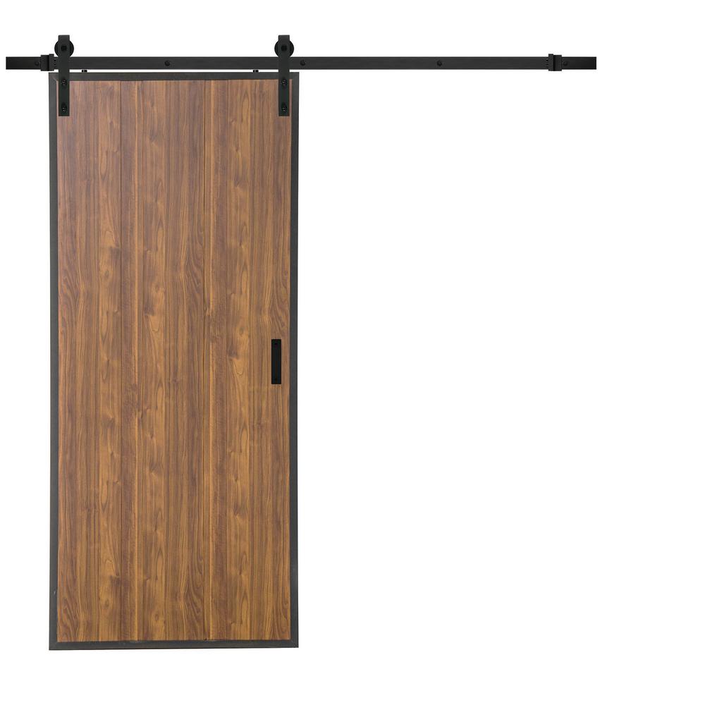 TRUporte 18 in. x 84 in. Pine Duplex MDF Barn Door with Sliding Door