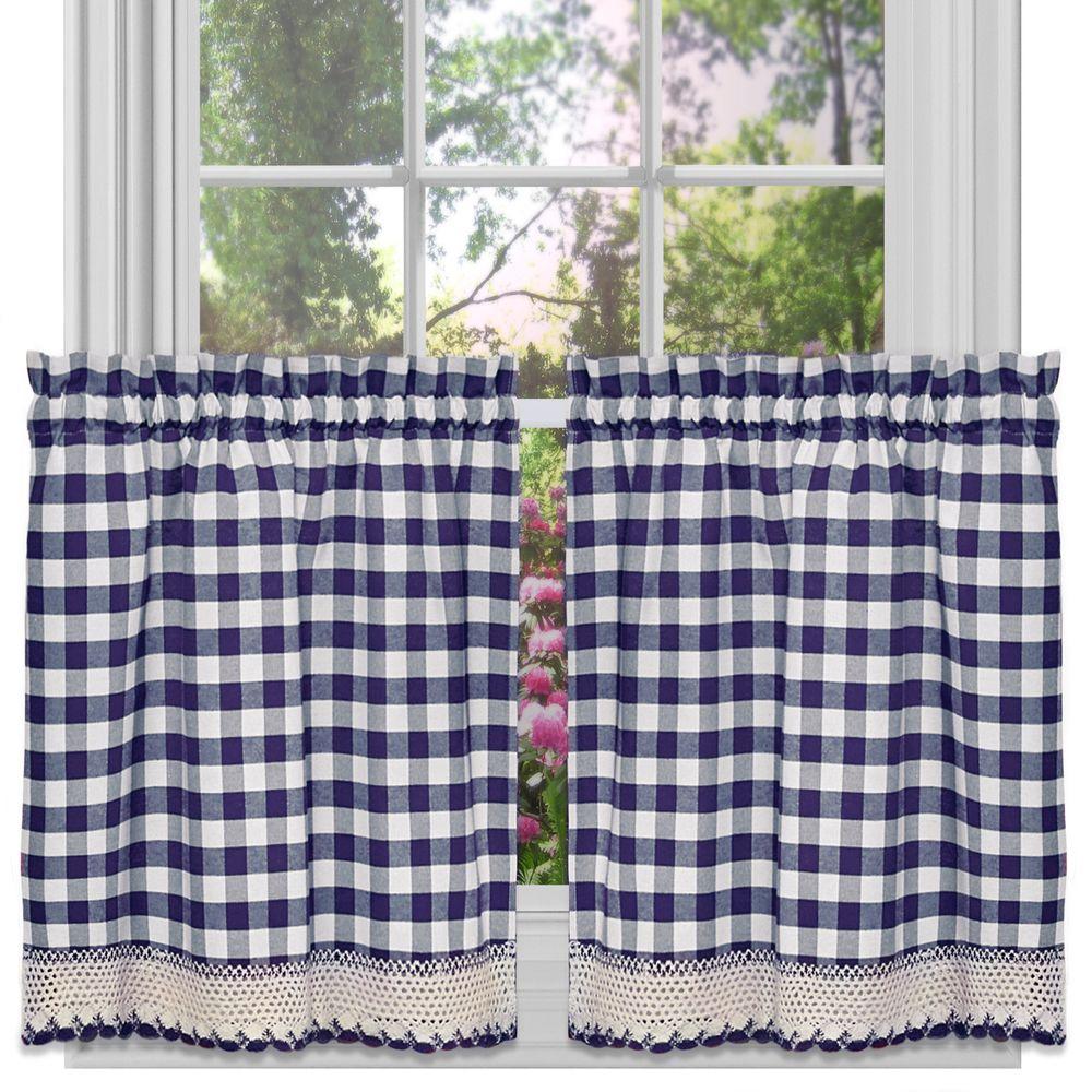 Achim Semi Opaque Buffalo Check Navy Rod Pocket Tier Pair With