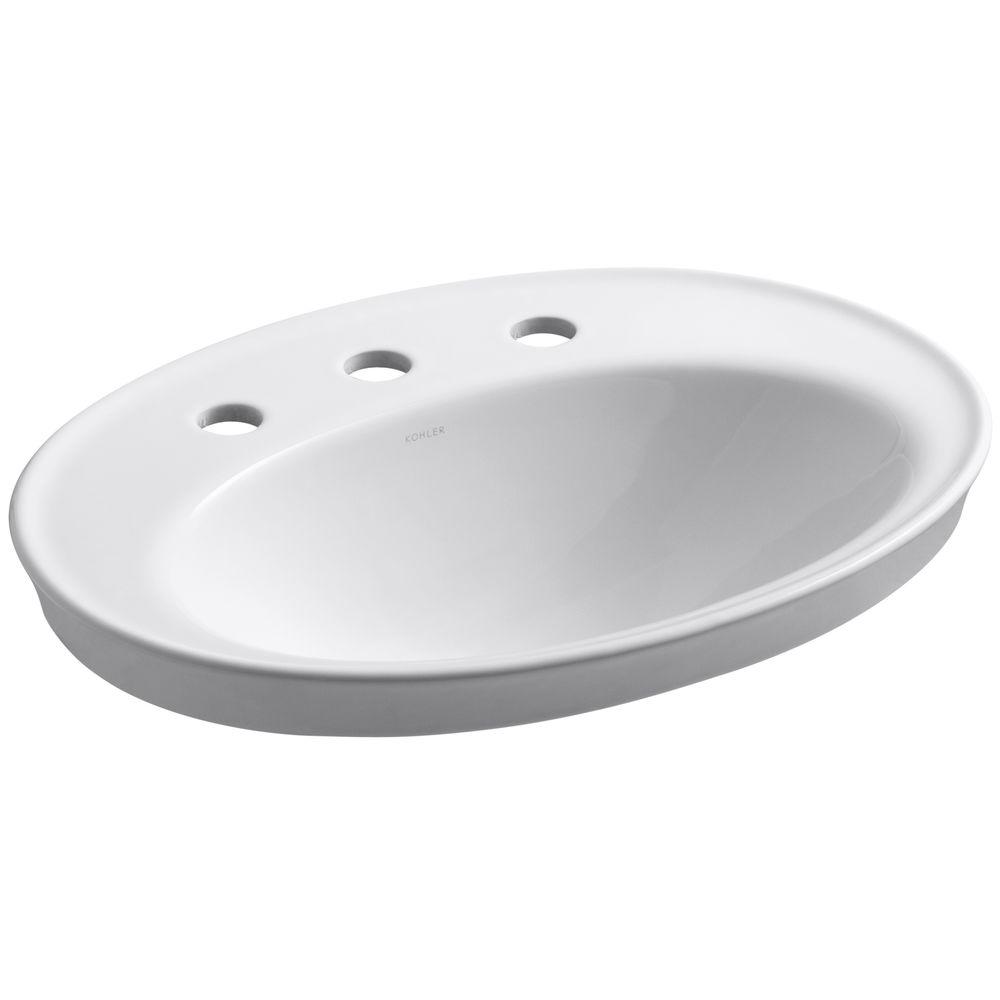 KOHLER Serif Ceramic DropIn Bathroom Sink in White with Overflow Drain