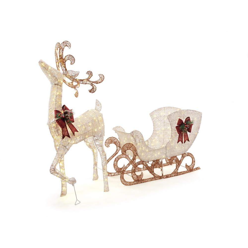 Home Accents Holiday 60 in. 160-Light PVC Deer and 44 in. 120-Light ...