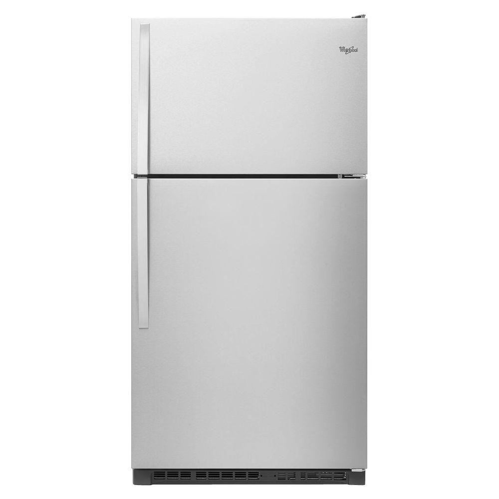 Whirlpool 33 in. W 21.3 cu. ft. Top Freezer Refrigerator in Monochromatic Stainless Steel