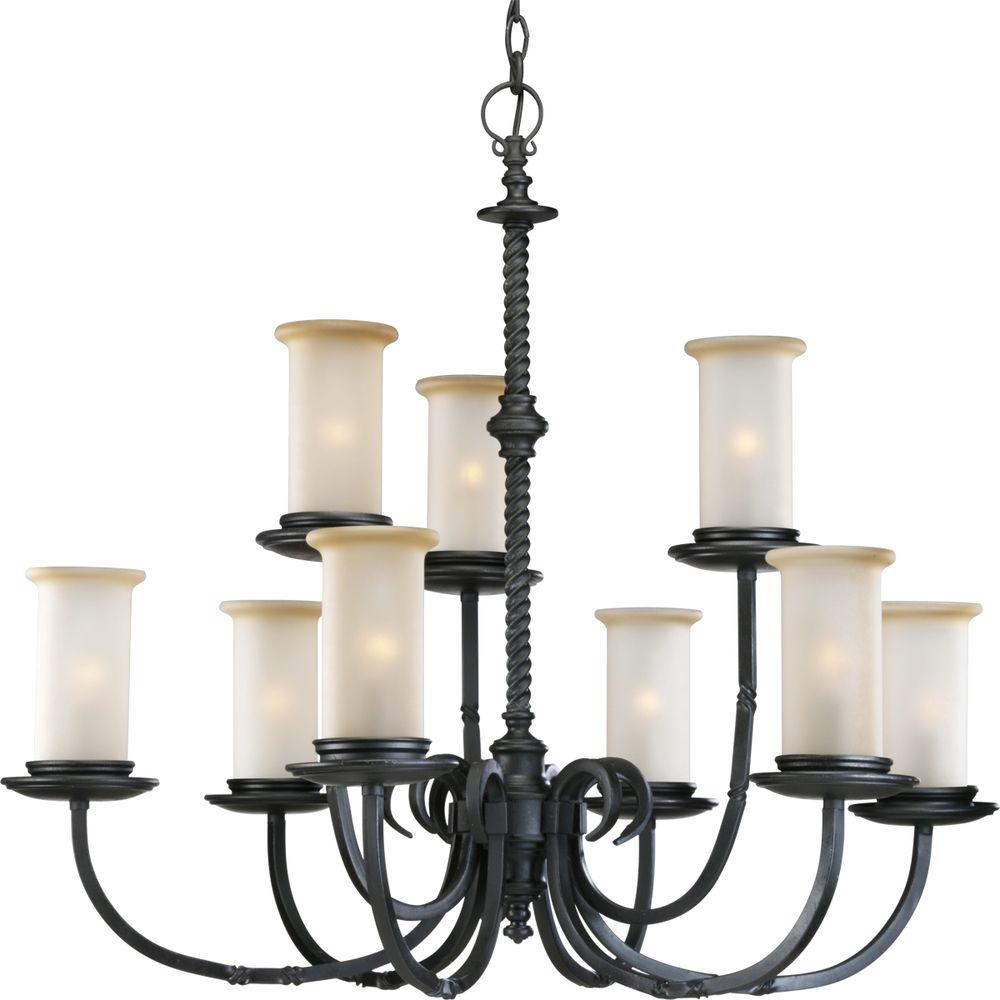 Progress Lighting Santiago Collection 9-Light Forged Black Chandelier ...