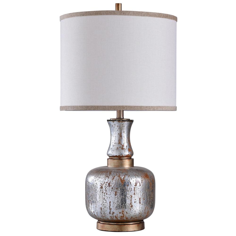 grey and copper table lamp