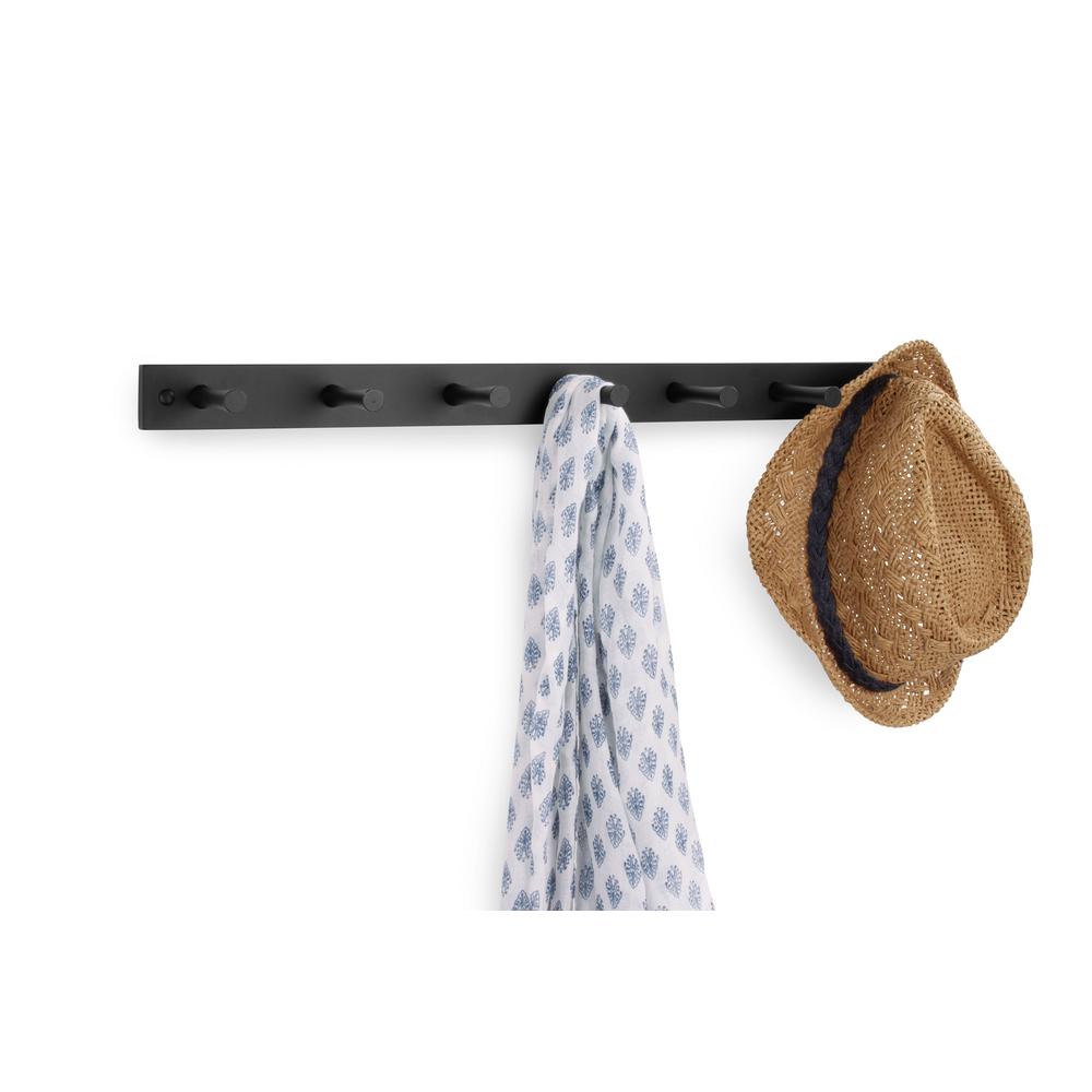 Spectrum 24 in. L Decorative Black 7Peg Wall Mount Wood Rack82210