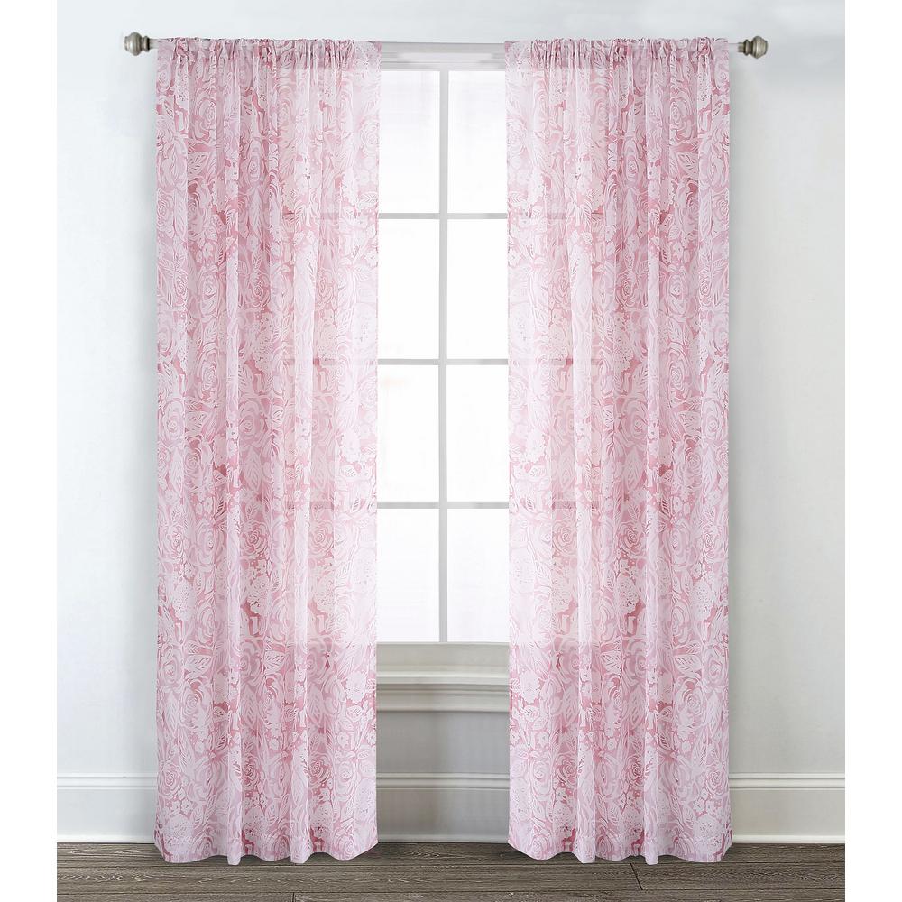 Fl Machine Washable Pink Curtains D Window Rose 54 In W X 95 L Sheer Window Panel Blush