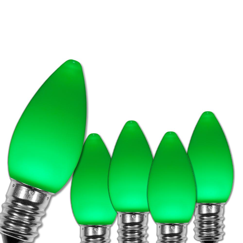 OptiCore C7 LED Green Smooth/Opaque Christmas Light Bulbs (25Pack